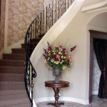 Curved Staircase Railing With Scroll Border