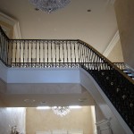 Forged Picket Railing With Brass Handrail And Collars