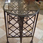 Glass Top Table With Leaf & Lattice Detail